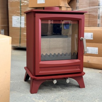 Red - Elk Brass - Defra Approved - 5kw - Eco Design Approved - Woodburning / Multi-Fuel Stove
